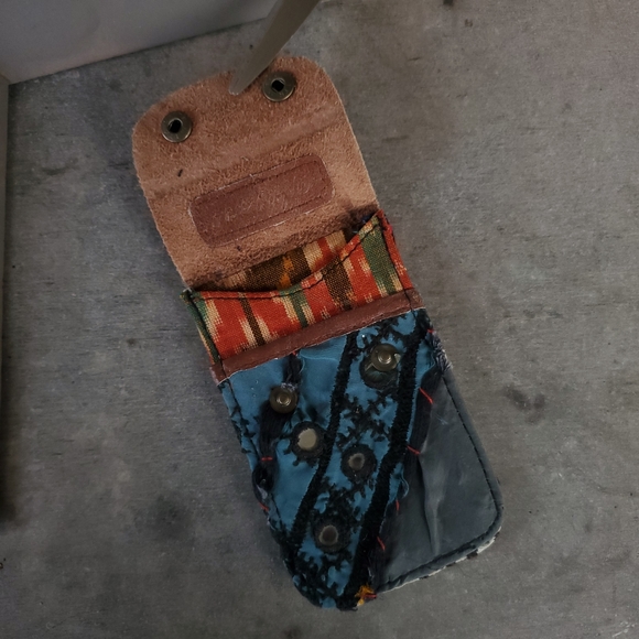 🐨 Free People Boho Embroidered Repurposed vtg banjara hippie Wallet card case - Picture 9 of 11